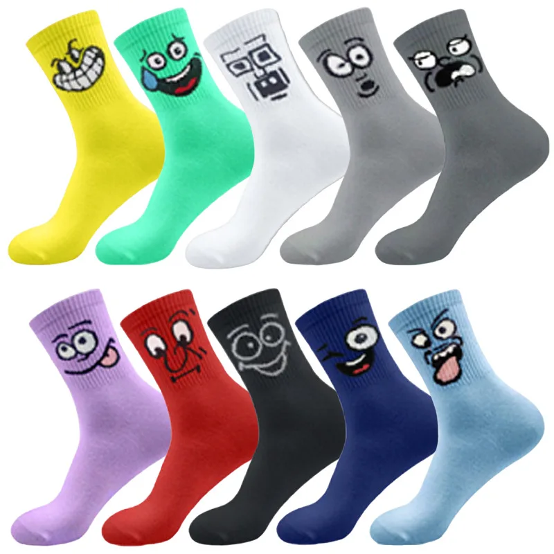 

Cartoon Socks Anime Funny Expressions Candy Colors Student Socks Unisex Spring and Autumn Casual Breathable Short Socks