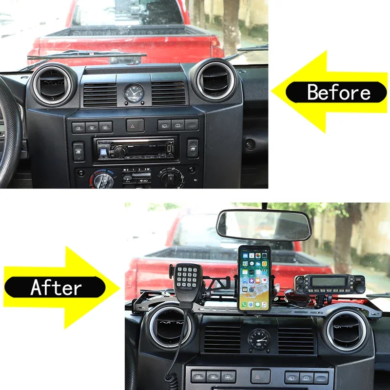 For 2004-2019 Land Rover Defender 90 110 Car Dashboard Multifunctional Mobile Phone Walkie Talkie Bracket Storage Box Auto Parts