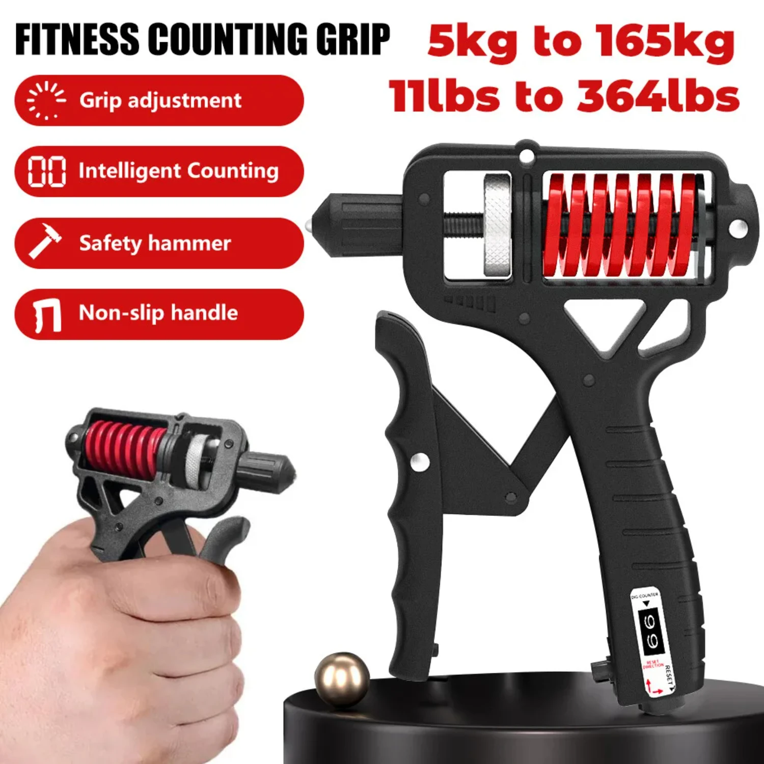 Hand Grip Strength Power Trainer Gripper Strengthener Adjustable Gym Exerciser