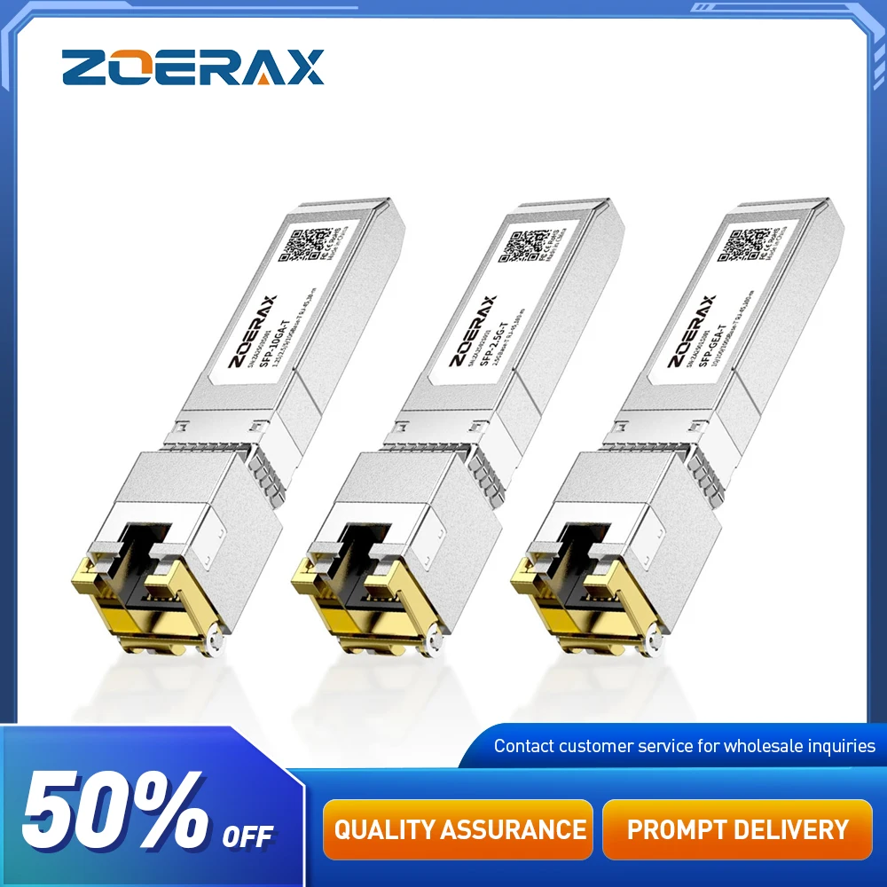 

ZOERAX 10G/2.5/1.25G GBASE-T SFP+ to RJ45 CAT.6a Transceiver Module Auto-Negotiation Ethernet Module SFP+ Copper Cable Adapter
