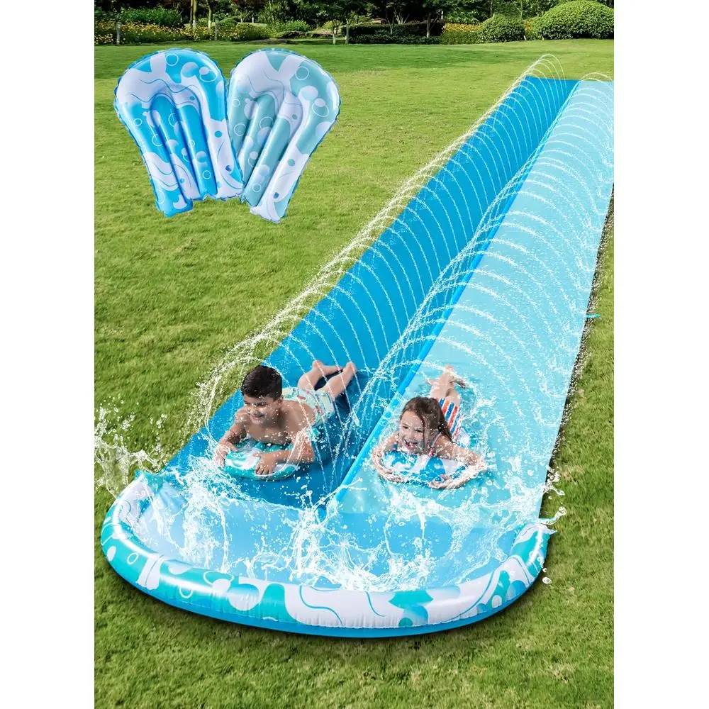 

IN 32.5T Water Slide and 2 Iatable Boards, Extra Long Heavy Duty Double Lawn Waterslide with Sprinkler or Kids Adults Backyard S