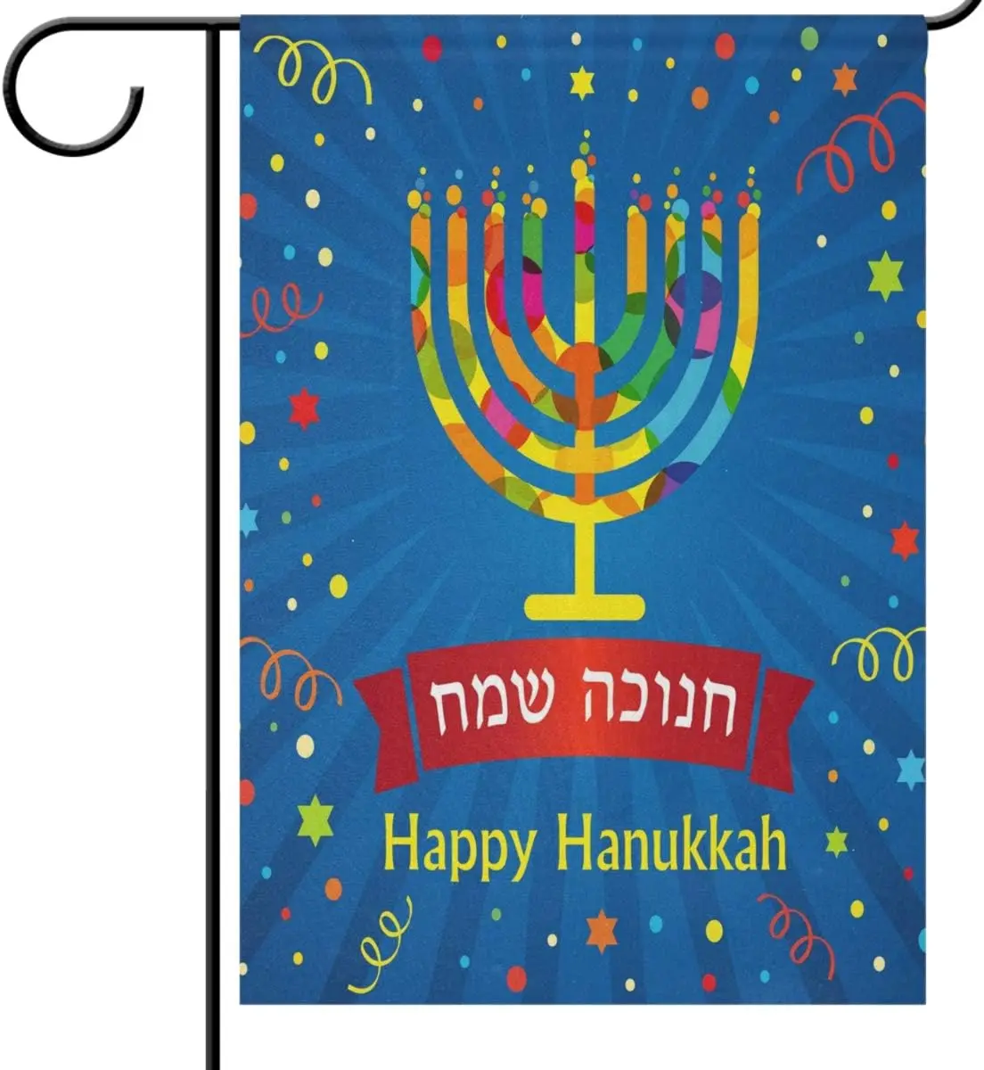 Садовые флаги Happy Chanuka, 12 x 18, двухсторонние свечи Менора, звезда, Дэвид, конфетти, двор, дом, флаг, зимние каникулы, традиции TTI