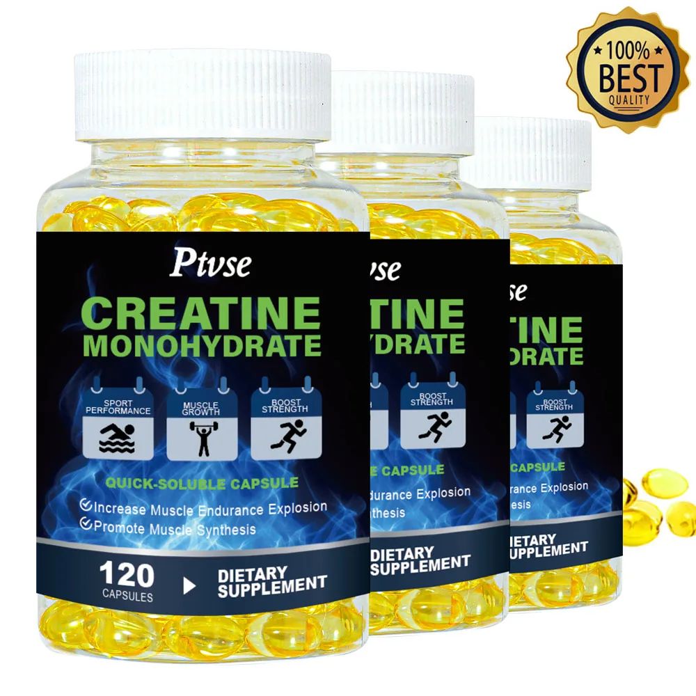 Ptvse Monohydrate Creatine Capsules Strength Muscle for Adults Endurance and Energy Support Enhance Athletic Performance