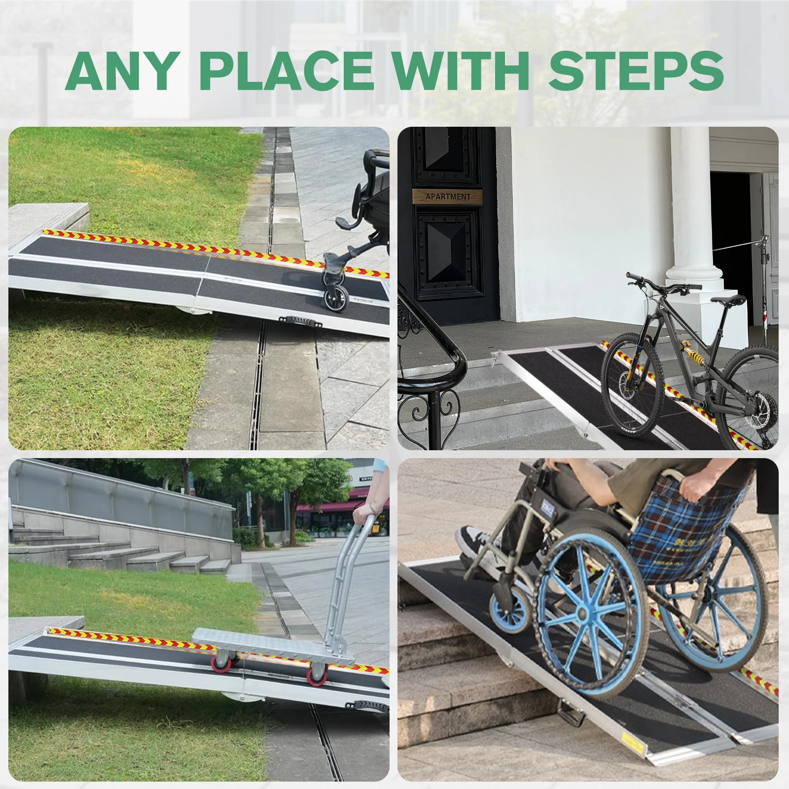Portable Wheelchair Ramp Non-Slip Aluminum Folding Handicap Ramp Door Threshold Wheelchair Ramp for Home Steps Doorways