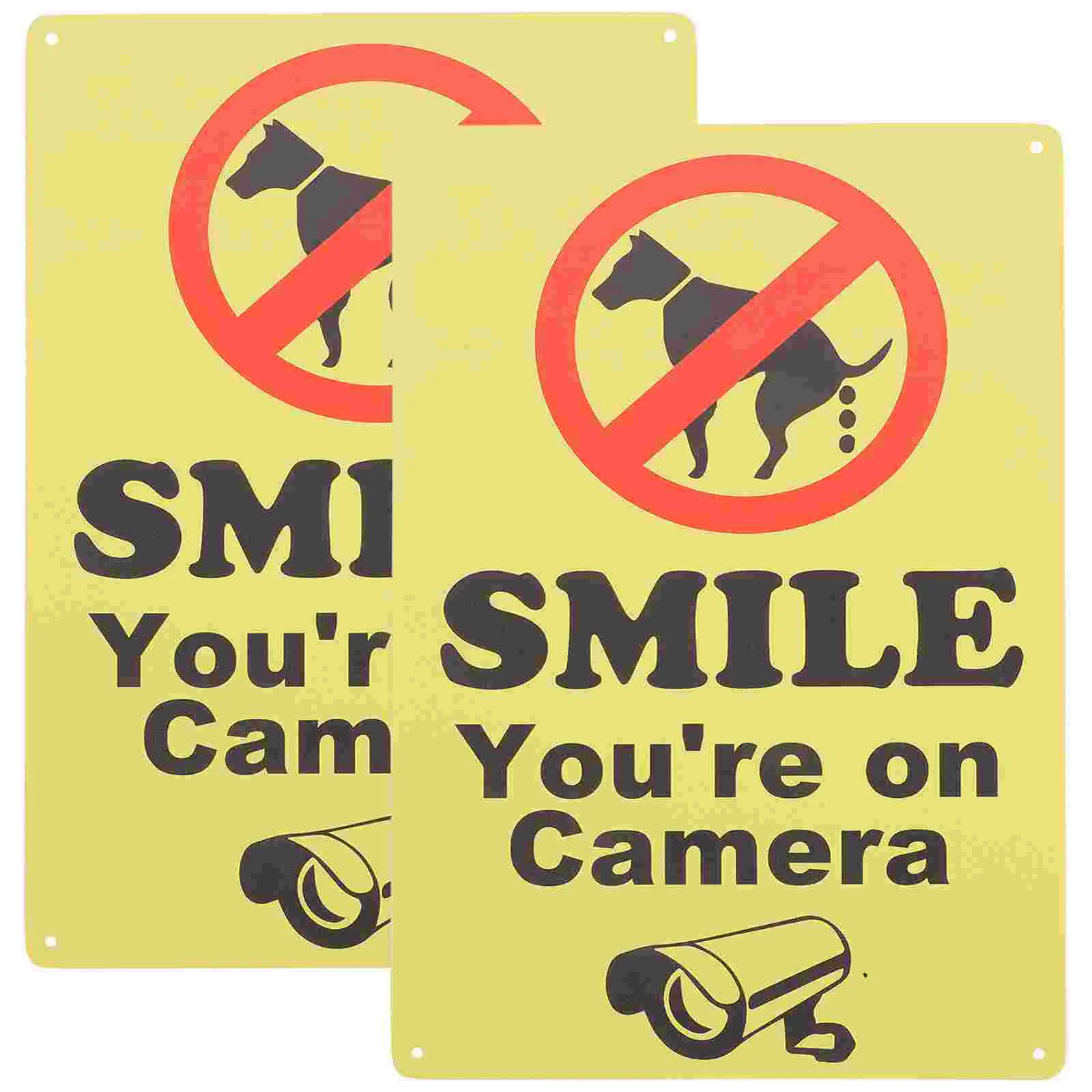 2 Pcs Dog Poop Cleanup Sign No Peeing Signs Logo Tape Car Smile Your on Camera Marker for Yard Garden Warm Iron