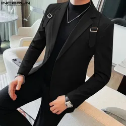 Stylish Casual Style Tops INCERUN Men's Deconstruction Design Solid Blazer Leisure Male Streetwear Long Sleeved Suit Coats 2024