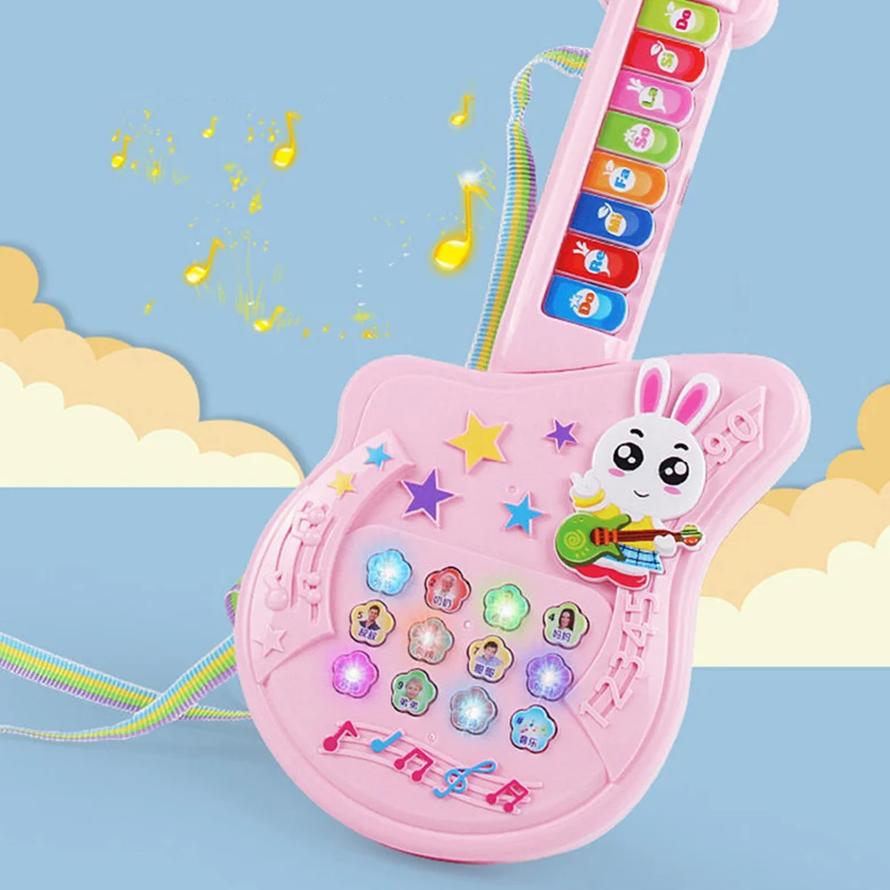 جيتار كهربائي للأطفال آلة موسيقية ألعوبة كرتونية خفيفة الوزن وآمنة بحواف ناعمة تصميم ملون موسيقى للأطفال الصغار