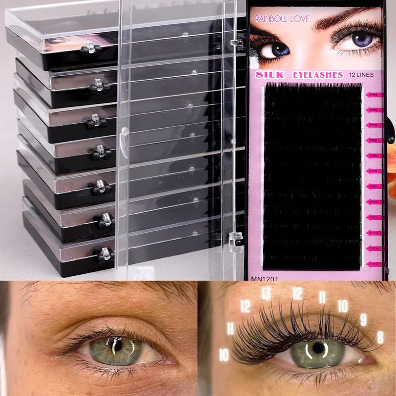 8/9/10/11/12/13/14mm Curly Grafted Eyelashes 3D/4D/5D/6D Faux Mink Eyelash Extensions 0.07 C/D Natural Individual Grafting Lash