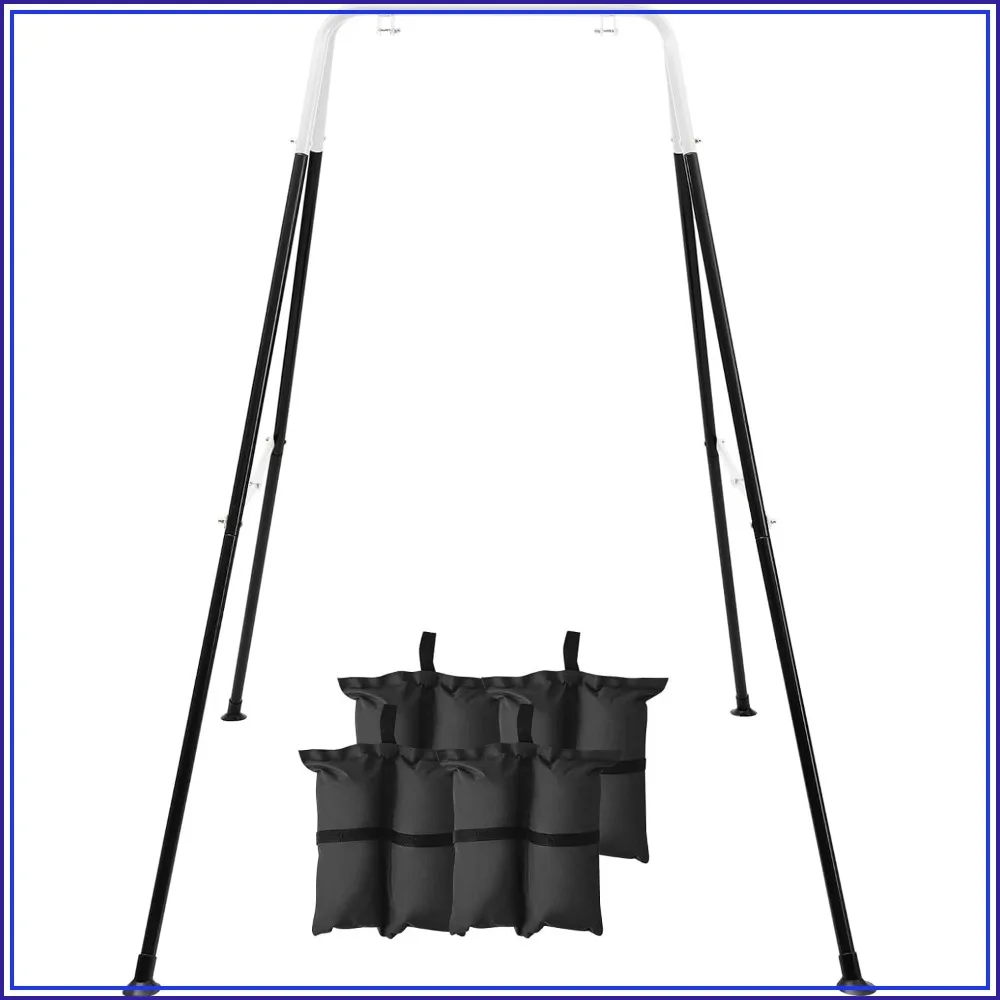 Foldable Swing Stand for Kids with 4 Sandbags, Heavy Duty Metal A-Frame for Backyard, Fits Most Toddler Jumper/Hammock Chair - Black
