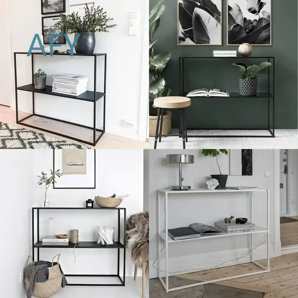 Nordic Simple Wrought Iron 2 Layer Floor Partition Shelf for Living Room Bedroom Bookshelf for Books Decor Storage Organizer
