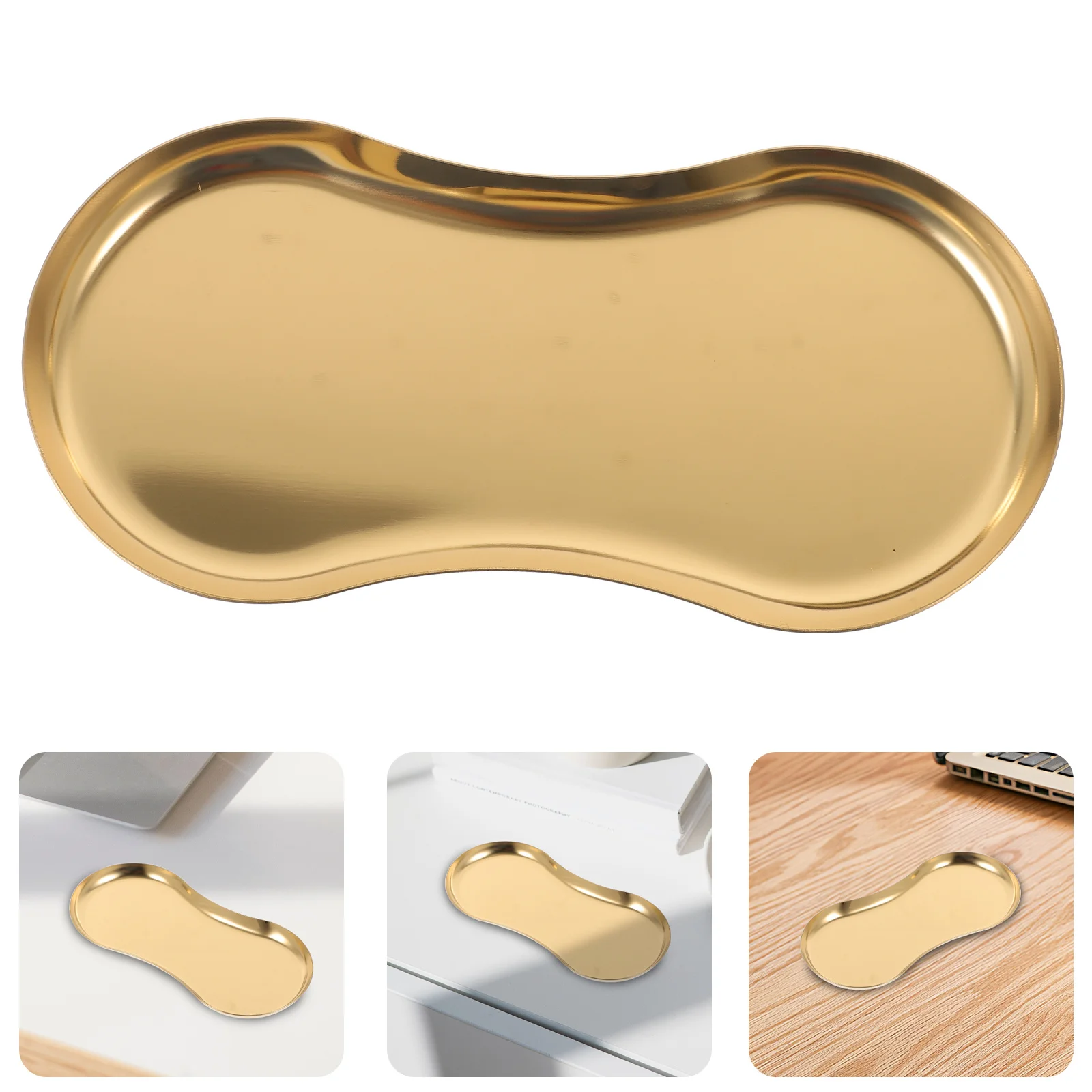 

2pcs Stainless Steel Jewelry Tray Organizer Lip Shaped Desktop Storage For Ring Earring Key Trinket Dish Accessory