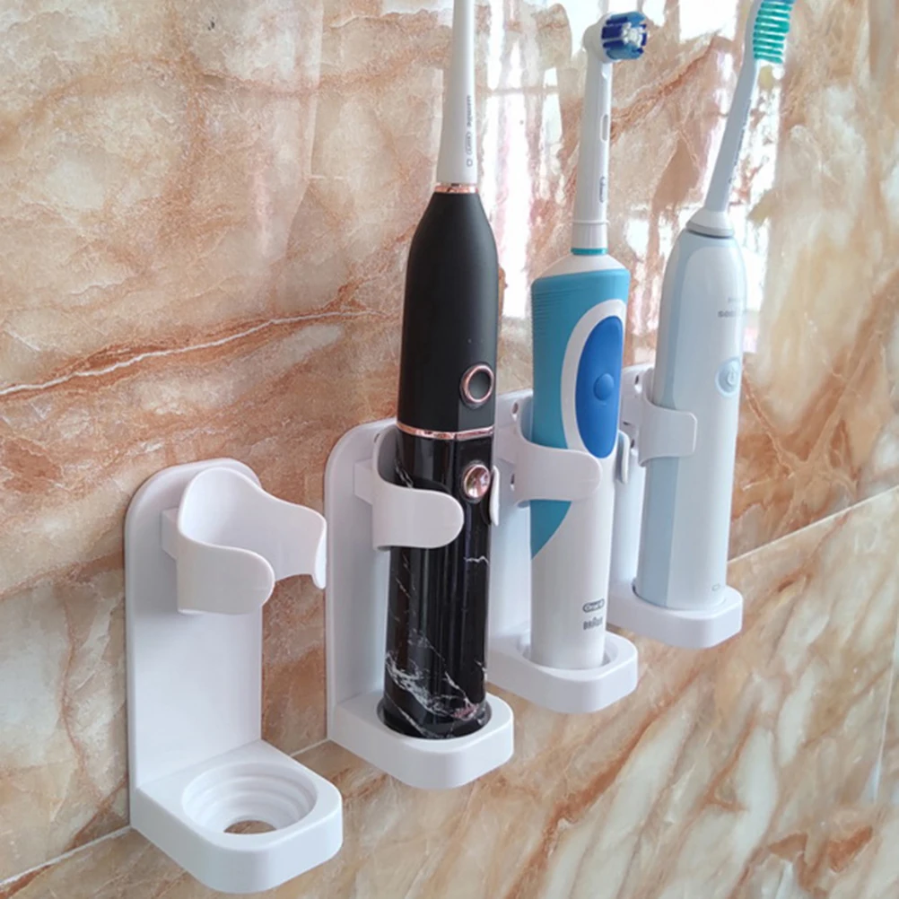 

1x Electric Toothbrush Holder Wall-mounted No Punching Simple Plastic Tooth Brush Base Storage Shelf Space-savinlf Bathroom Rack