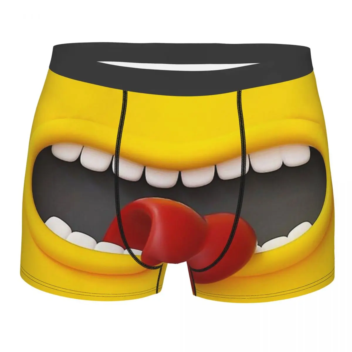 Mouth and Tongue Funny Teeth With Red Long Tongue Face Underpants Cotton Panties Male Underwear Sexy Shorts Boxer Briefs