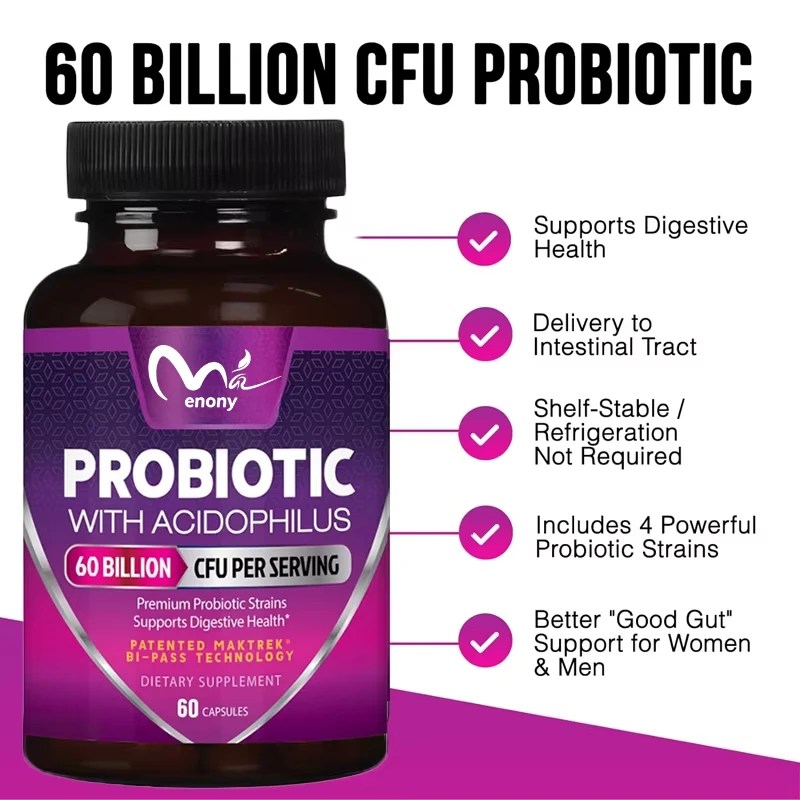 

60 billion colony units per serving, probiotics containing prebiotics, digestive and immune health support -60 capsules