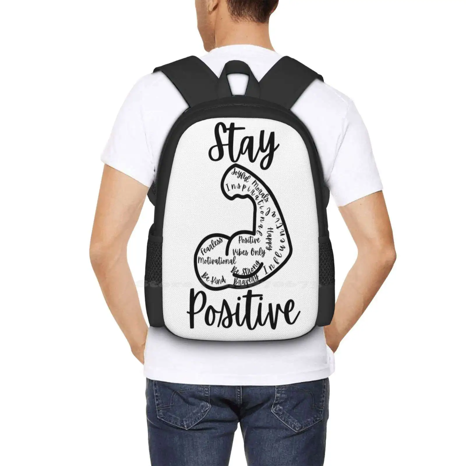 Mochilas para adolescentes escolares, meninas viagem sacos, citação inspirada, provérbios inspirados, ficar forte e positivo