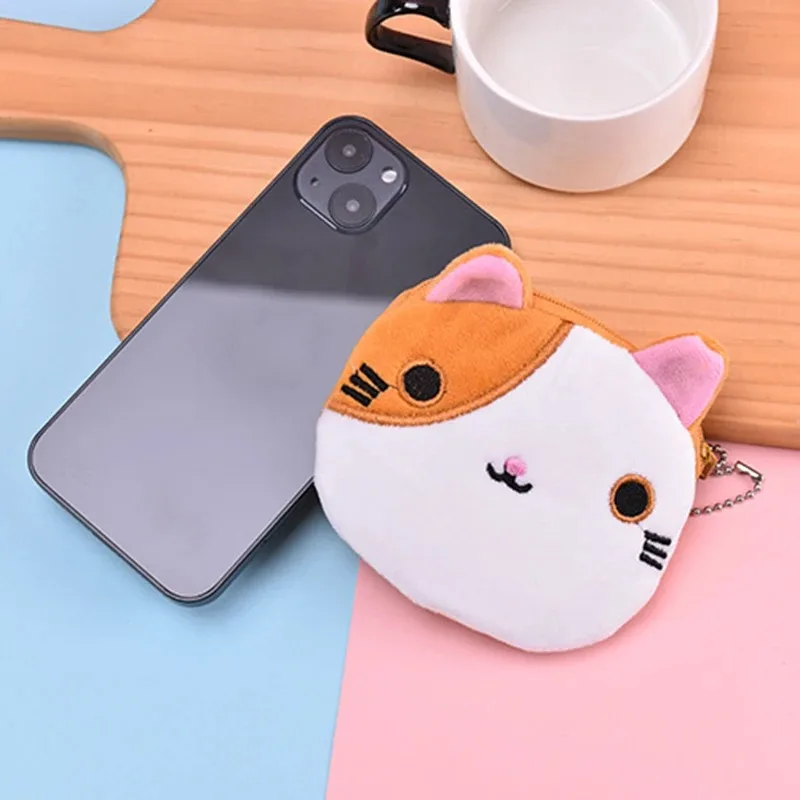 Cartoon Katze Geldbörse Plüsch Geldbörse Damen Mode Reißverschluss Mini Schlüsselwechsel Student Aufbewahrungsbrieftasche – Detail 4