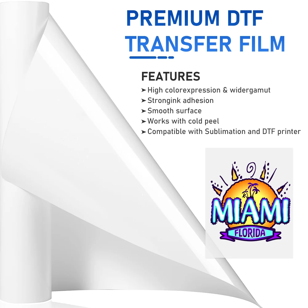 Imagem -03 - Rolo de Filme de Transferência Dtf a3 Dtf Filme Pet para a3 Impressora Dtf 30cm 100m Impressão Direta em Camisetas Têxteis 13 328ft