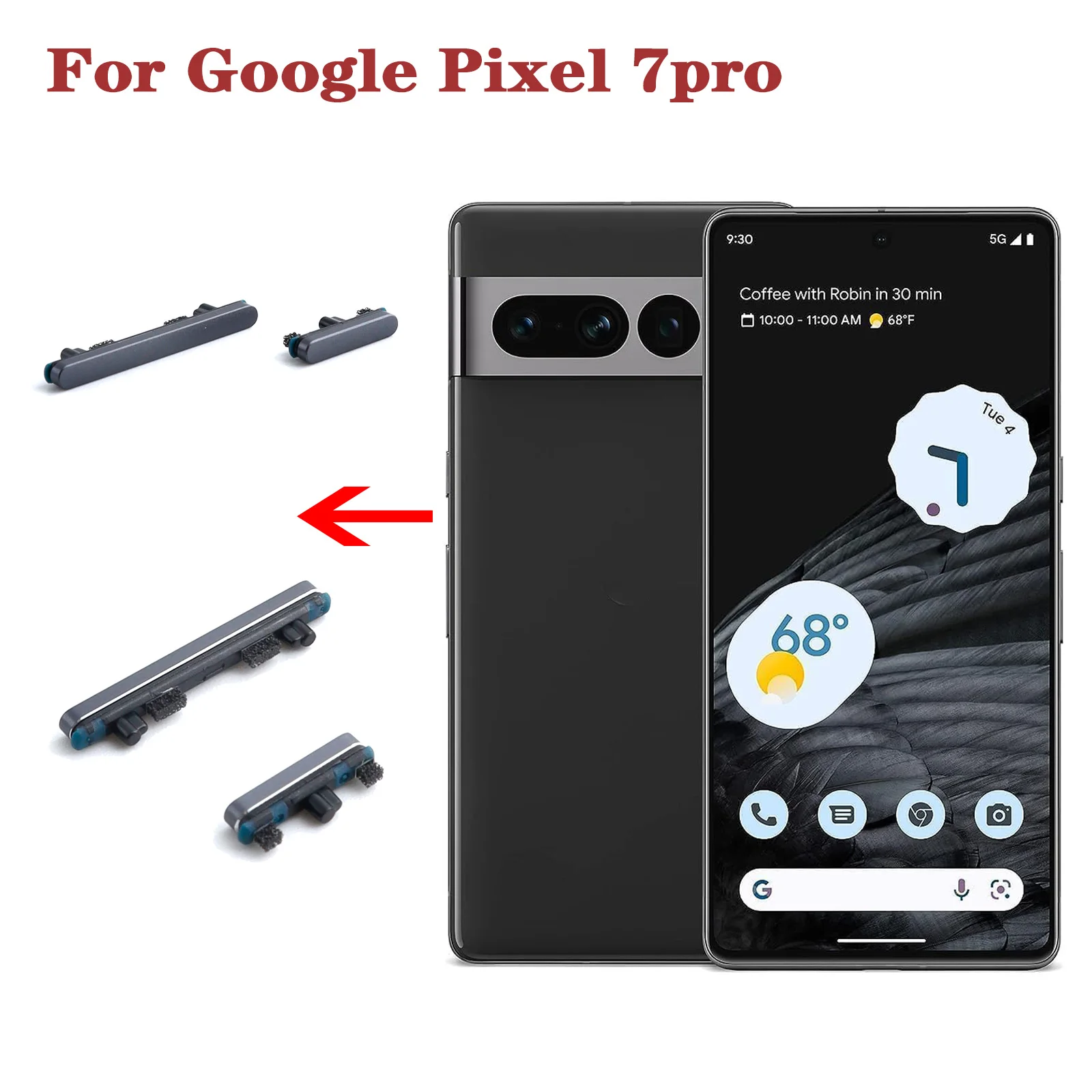 Original Side Button Keys for Google Pixel 7, Volume Buttons Replacement Parts, Power Volume Buttons, 7Pro