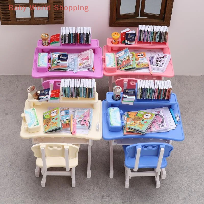 

42 шт., школьная сумка, миниатюрный обучающий стол, украшение комнаты, настольный стул, кукольный домик, модель книги, имитация канцелярских принадлежностей, игрушка