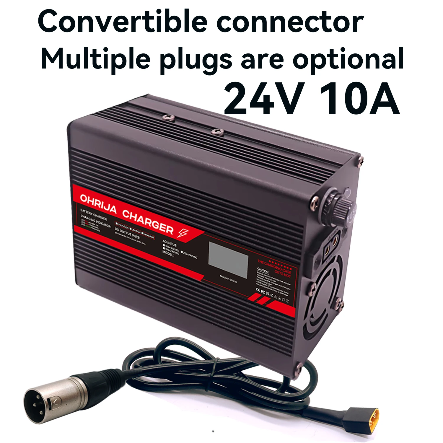 

24V10A Convertible connector Lead-acid Battery charger display charger 2 s 24V Heat dissipation with high compatibilit secure
