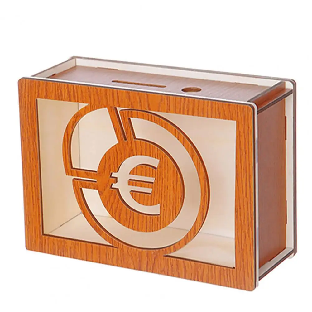 Wooden Money Box Cash Savings Box Capacity Wood Money Box with Counter Marker Pen for Kids Adults Piggy Bank Coin Cash for Euro