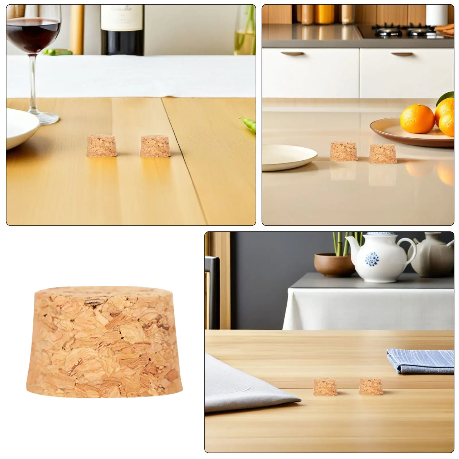 100Pcs Small Tapered Cork Plugs 3x2.5x1.5cm Soft Wood Bottle Stopper Kit Airtight Sealing for Wine Tea Decanter Carafe Reusable