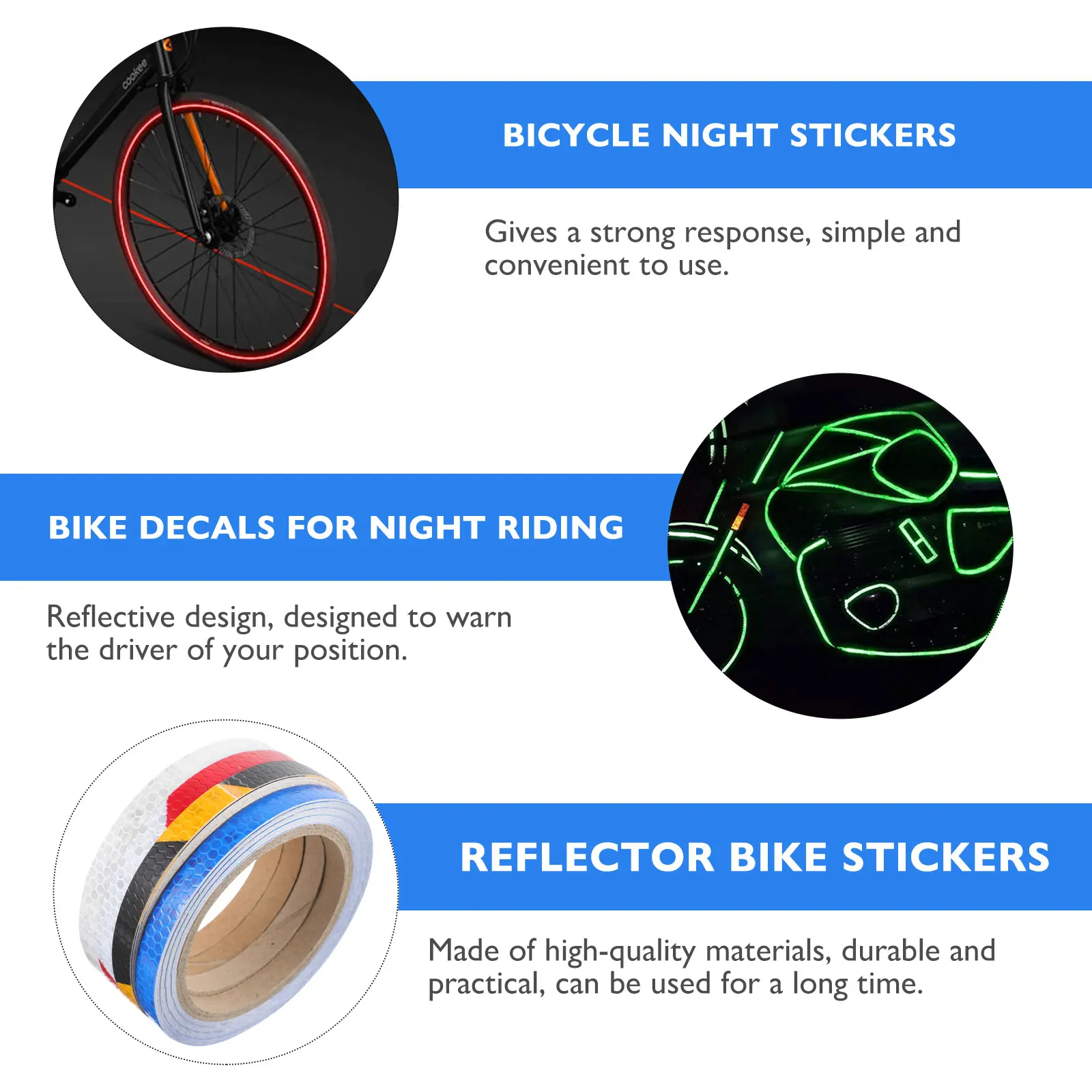 

4 Rolls Reflective Stickers Luminous Decals Bike Night Reflection Tape Adhesive Pvc Warning Fitness