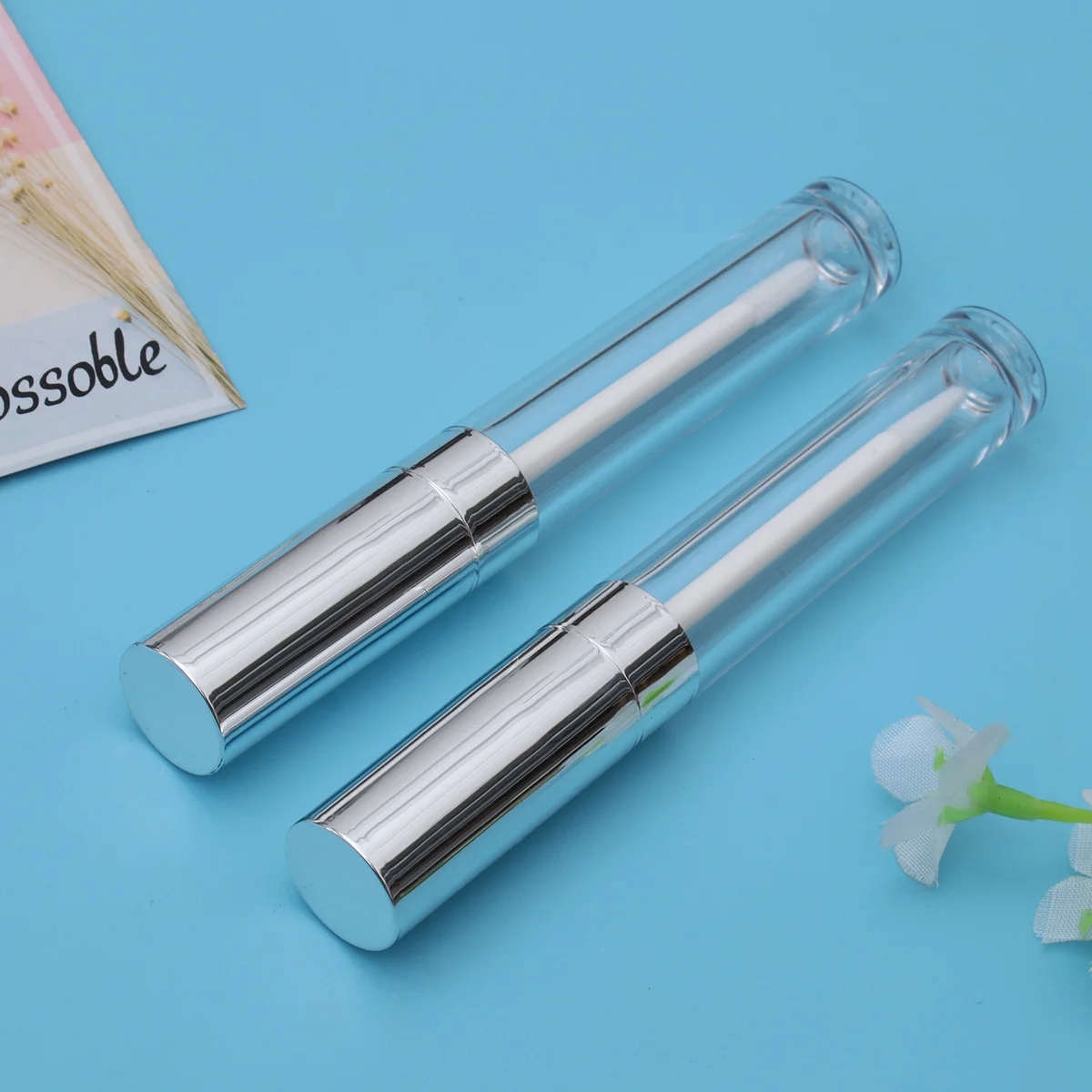 6 stuks 6 ml lege glansflessen met toverstokjes zilver draagbare reisbuizen voor lippenbalsem toner vloeibare lipglossbuizen met