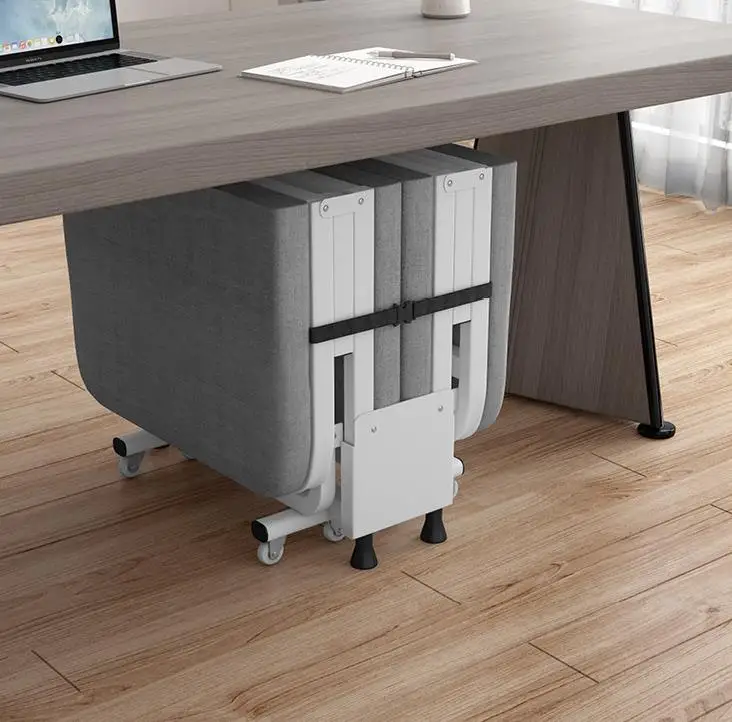 Folding Bed Office Work Lunch Nap Wooden Bed With Metal Leg Back Adjust Rest Bed