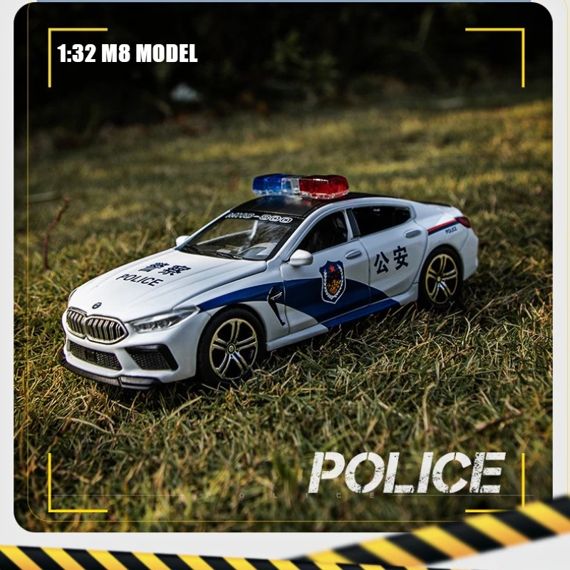 1:32 M8 Police Vehicle Model Decoration Simulation Alloy Car Model Sound Light Toy Pull Back Car Collection Gifts