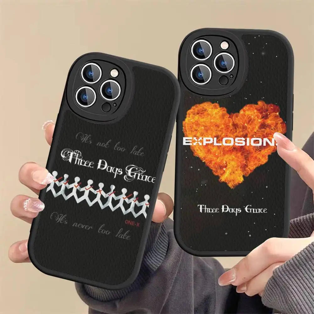 

Classic Vintage Three Days Grace Band Phone Case For IPhone 16 15 14 11 12 13 Pro Max Plus Back Leather Shell