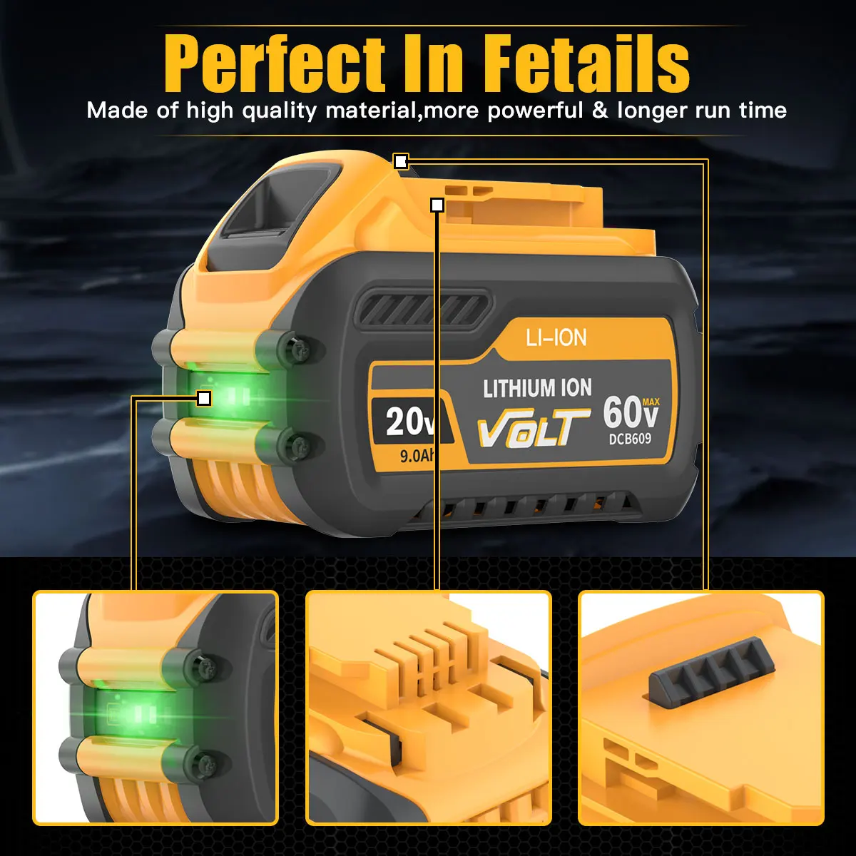 ORIGINAL For DEWALT DCB609 20V/60V MAX for FLEXVOLT 9Ah LITHIUM ION Battery DCB606 DCB609-2 20v for dewalt battery