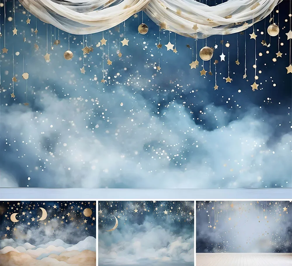 Mehofond Photography Backdrops Starry Sky Decor Newborn Birthday Party Dreamy Little Gold Star Cake Background Photozone Studio