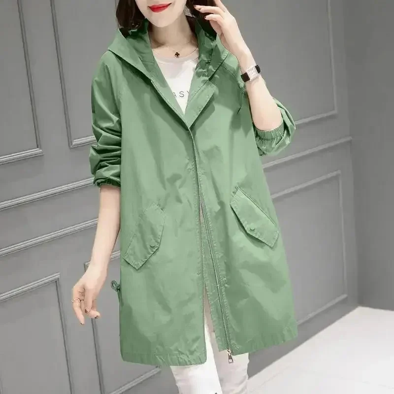 2025 Spring Autumn Women’s Jacket Long Coat Trench Korean Loose Fashion Windbreaker Female Jacket Casual Streetwear Outerwear