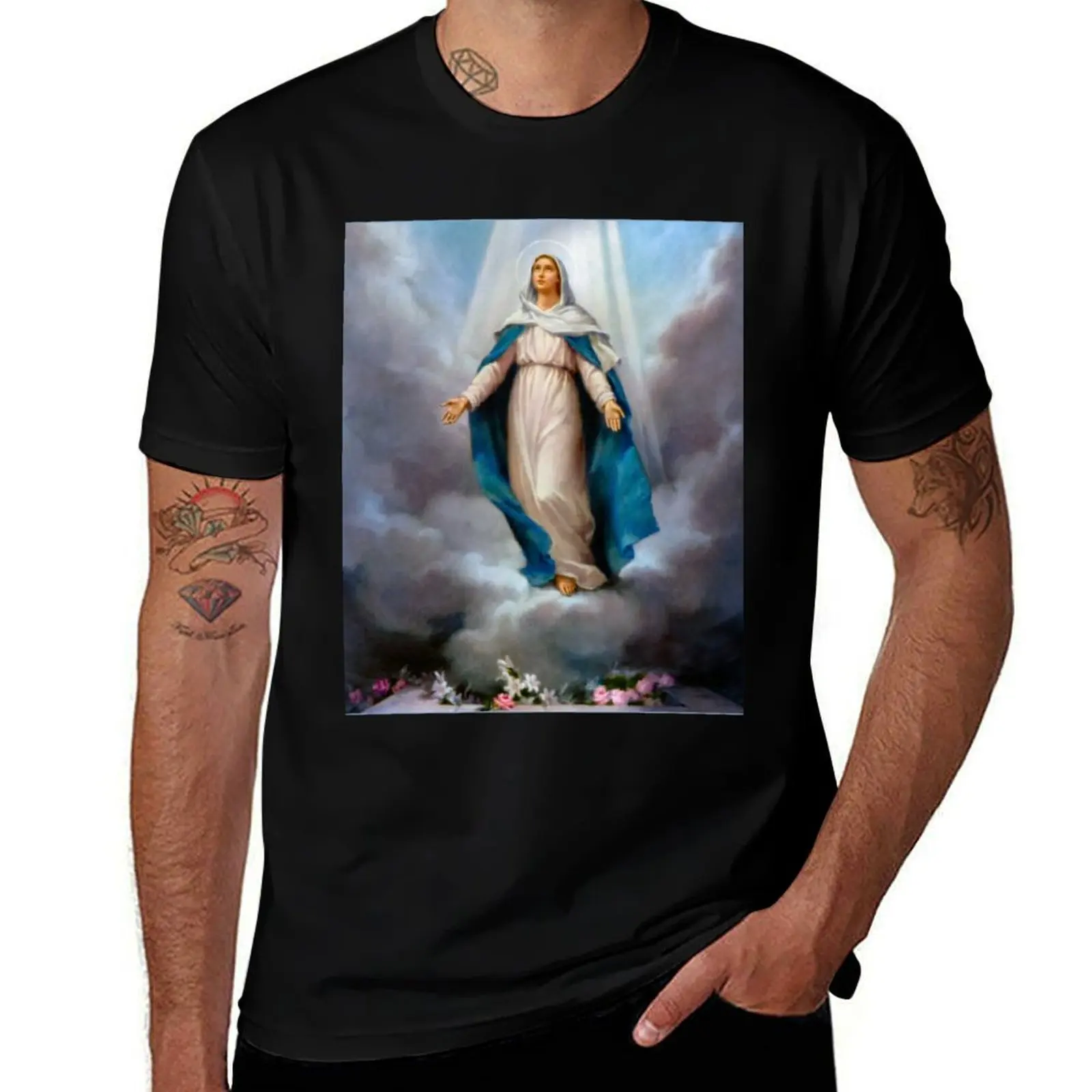 Blessed Virgin Mary T-Shirt Big Size Crew Neck T-Shirt