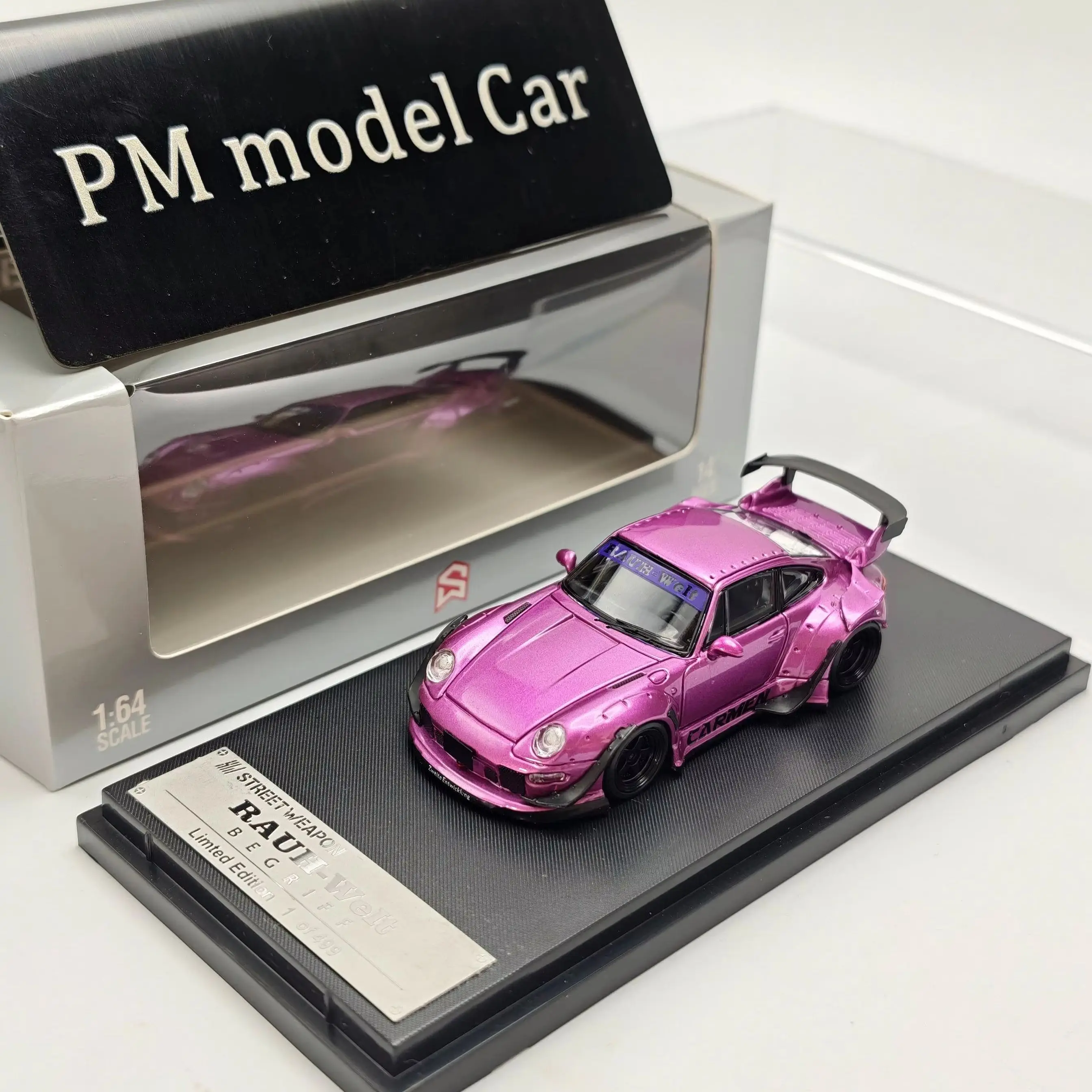 SW 1:64 Porsche RWB 993 Carmen Purple Metallic Low Rear Wing Alloy Diecast Model Car Collectible Gift
