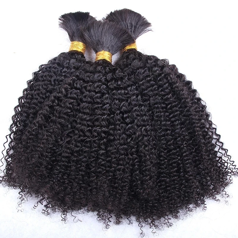 Afro kinky Bulk Extension Braid One Donor Raw Indian 100% Human Hair Unprocessed Virgin Afro Bulk Human Hair for Braiding 100g