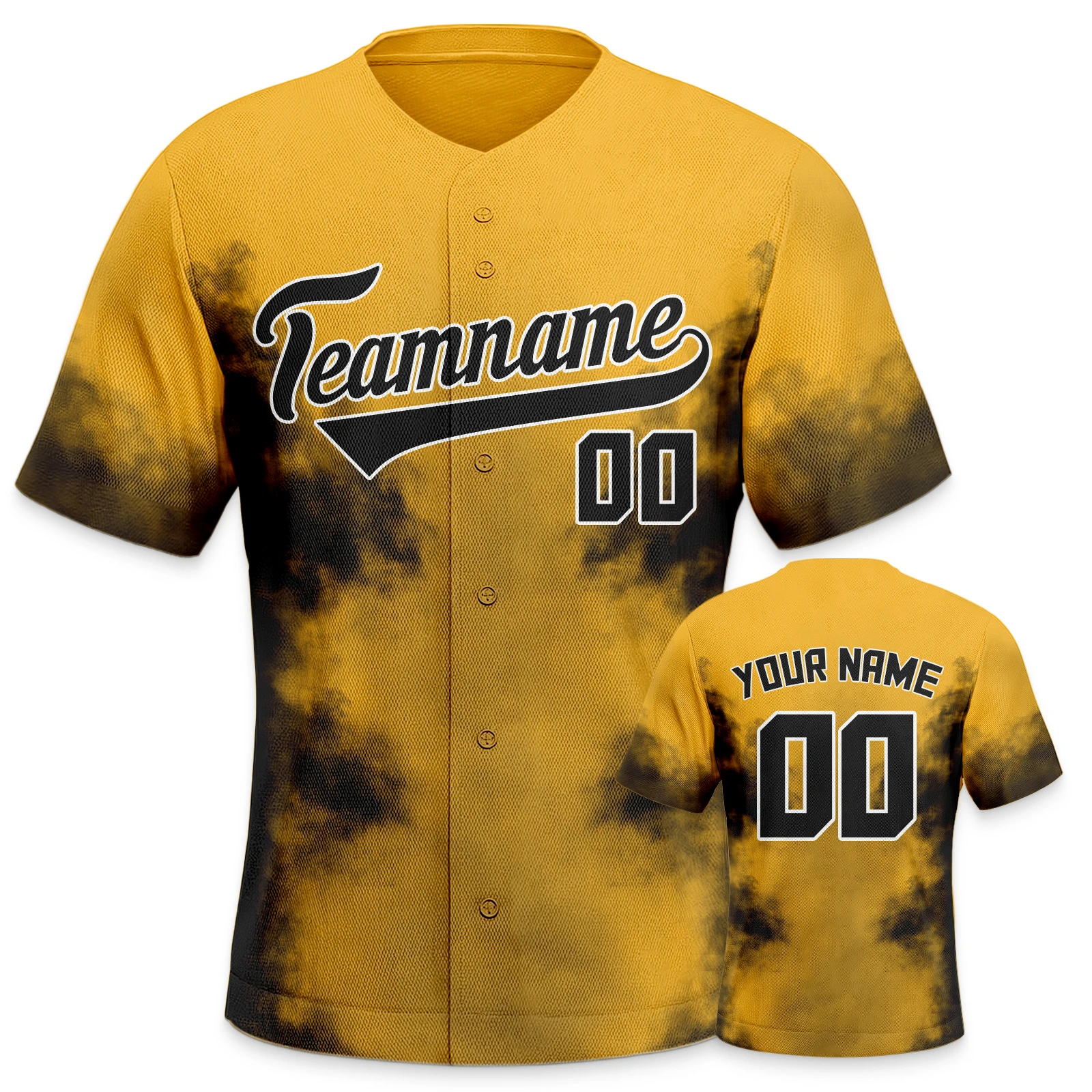 

Personalized Men's Baseball Jerseys Black Gold Custom Baseball Team Shirts Button Down Training Uniform for Women Youth Kids