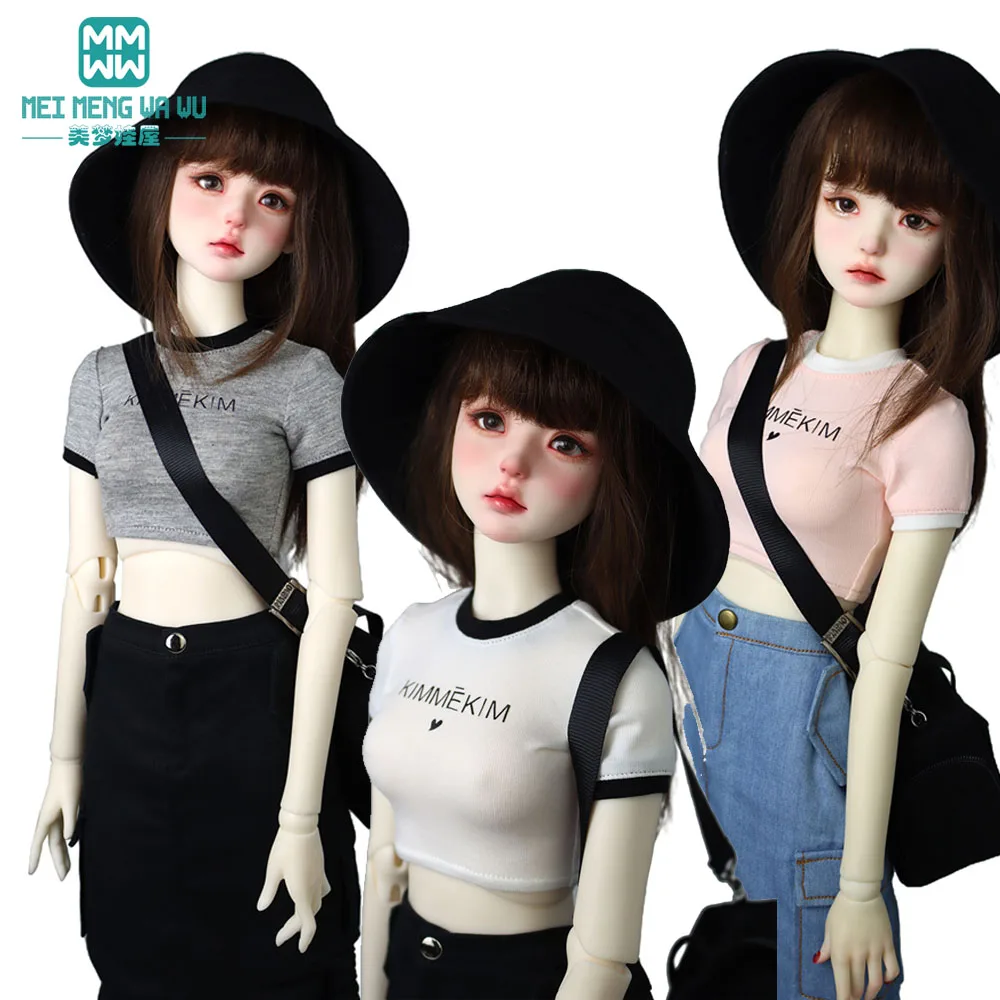 

1/3 1/4 BJD Doll Clothes MSD DD SD Fashion T-shirt white, pink, black gift for Girls