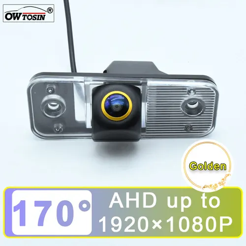 AHD 1080P 170 ° Cámara de visión trasera de vehículo con lente dorada para Hyundai SantaFe (CM) SUV 2007 2008 2009 2010 2011 2012 Monitor de coche