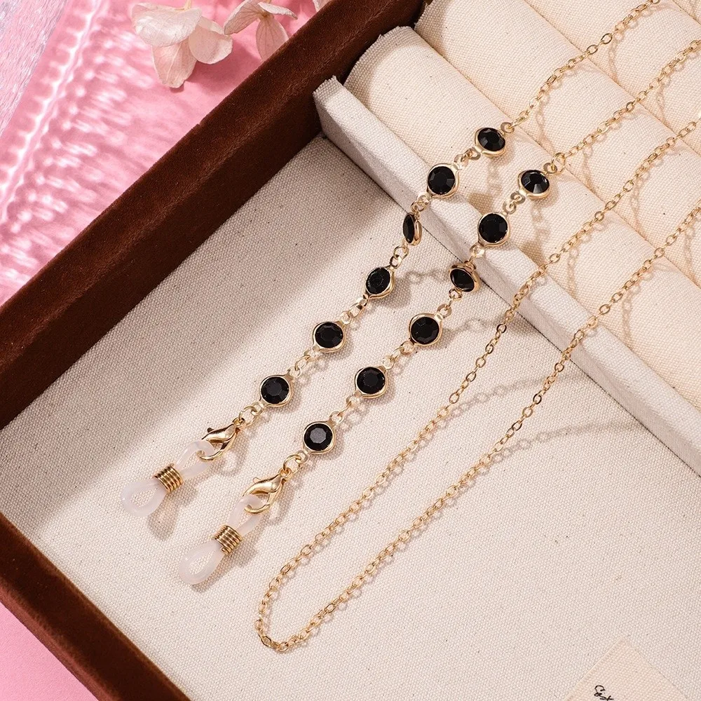 Trendy Colorful Crystal Beads Eyeglass Holder Anti Drop Multicolor Sunglass Lanyard Straps Nonslip Glasses Chain Women Men