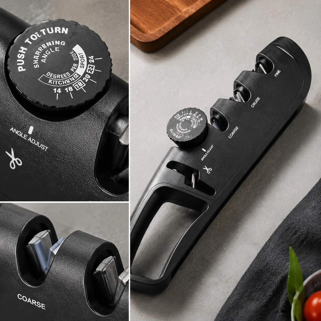 2026 New 4-in-1 Sharpener, Adjustable Angle Precision Knife Sharpener, Portable Multi-Function Honing Tool with Ceramic Polisher