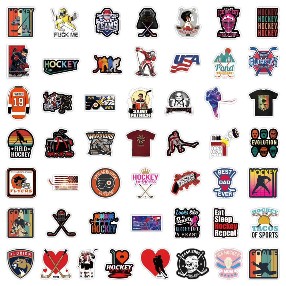 10/30/50PCS Non-repetitive Hockey Graffiti Personality Trend Guitar Decoration Sticker Water Cup Computer Sticker Wholesale