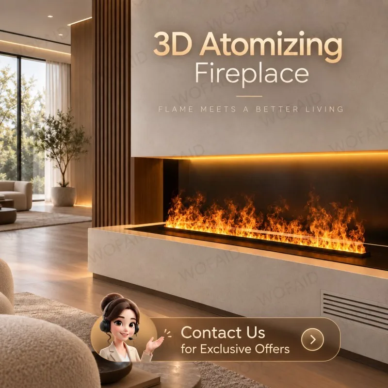 Interior Smart 3D Water Vapor Fireplace Insert Recessed Electric Fireplace Realistic Mist Flame for Living Room Bedroom Interior