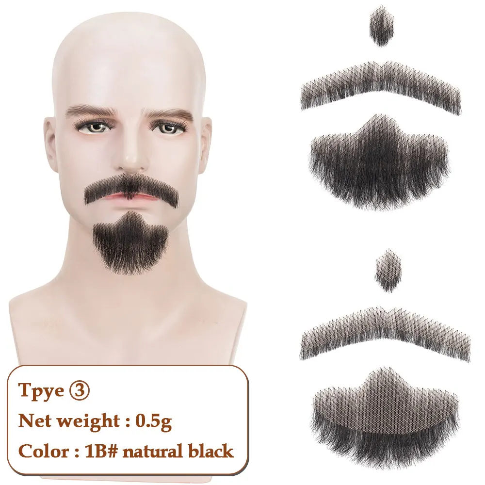 Gefälschter Bart für Männer, realistisch, 100 % Echthaar, vollständig handgebunden, Spitzbart, falsche Bärte, Spitze, unsichtbarer gefälschter Schnurrbart für Halloween-Dressing – Detail 12