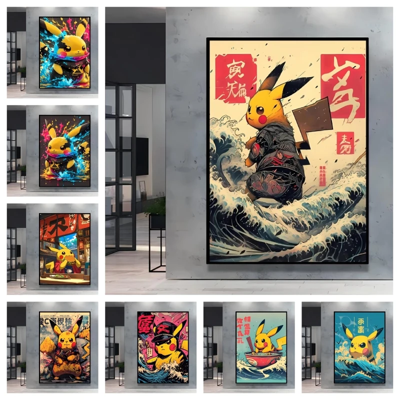 

Japanese Classic Anime Canvas Poster Pokemon Pikachu Cartoon Picture HD Printing Modern Living Room Wall Decoration Friends Gift