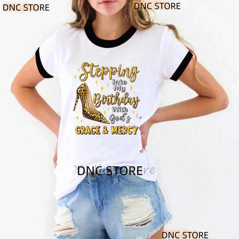

Stepping Into My Birthday With Gods Grace And Mercy Shirt, Gods Grace And Mercy Shirt, Birthday Shirt For Black Women Tshirt Top