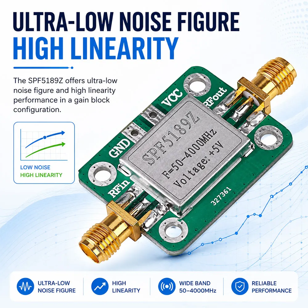 SPF5189 with Shielding Shell RF Signal Receiver SPF5189Z SPF-5189Z RF Low Noise Amplifier LNA 50-4000MHz NF=0.6dB