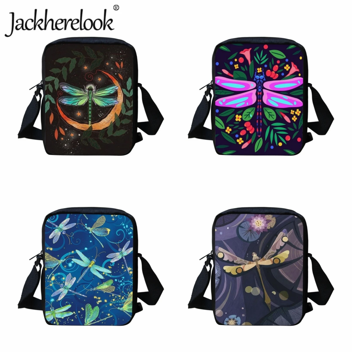 

Jackherelook Children Crossbody Bags Vivid Dragonfly Pattern Messenger Bag for Kids Boys Girls Travel Bag Casual Shoulder Bags