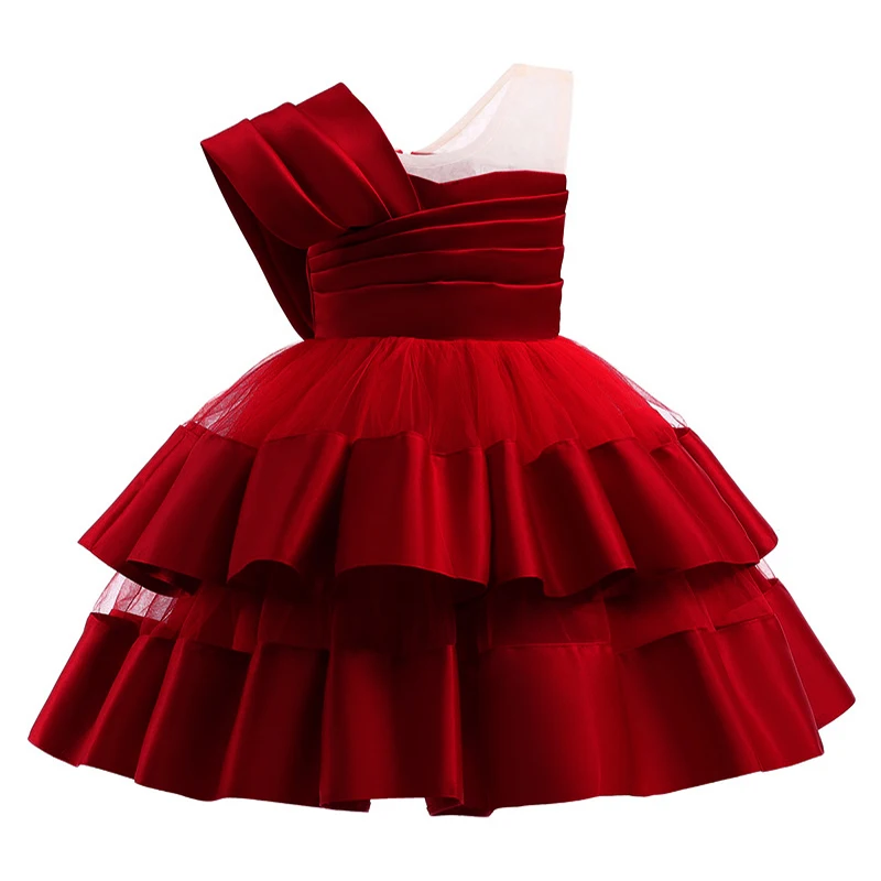 New High Quality Pricness Girls Party Tutu Ball Gown  Dress Children Kids Elegant Evening Dress Clothing for 2-8 years Wear